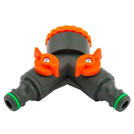 MIVOS 2-Way Splitter for Taps with 3/4 Inch and 1 Inch BSP Male Thread - Water 2 Way Distributor - Splitter for Simultaneous Connection of Two Water Devices