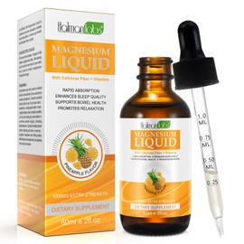 PETPYA Magnesium Glycinate Liquid Drops with 1000mg Magnesium Glycinate, Cellulose Fiber and Vitamins B6, C, D3, Energy & Bowel Health Supports - Pineapple Flavor / 2 Fl Oz