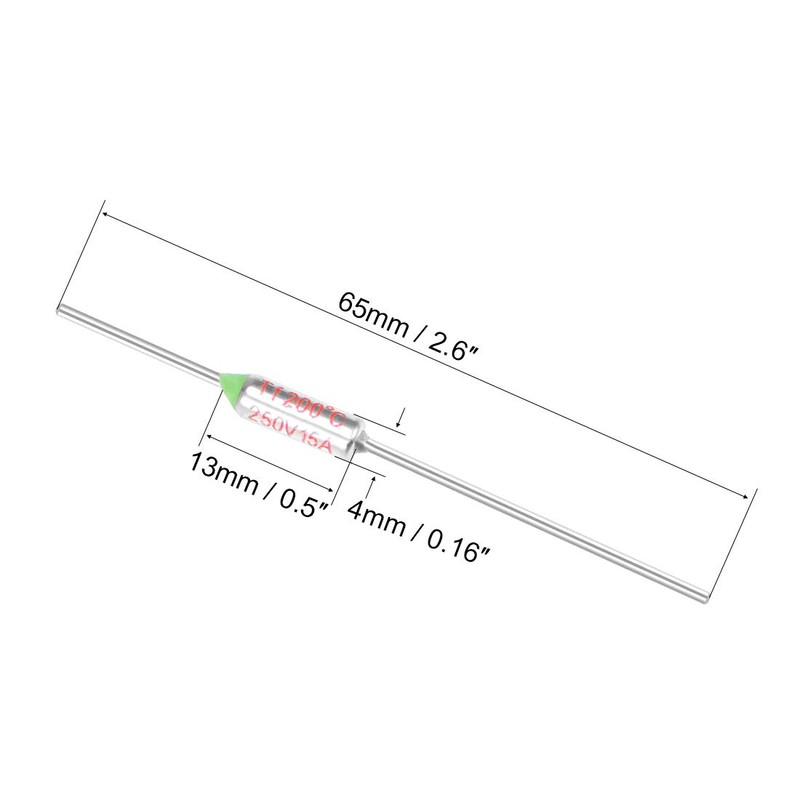 sourcing map Thermal Fuse 250V 15A TF 200 Celsius Degree
