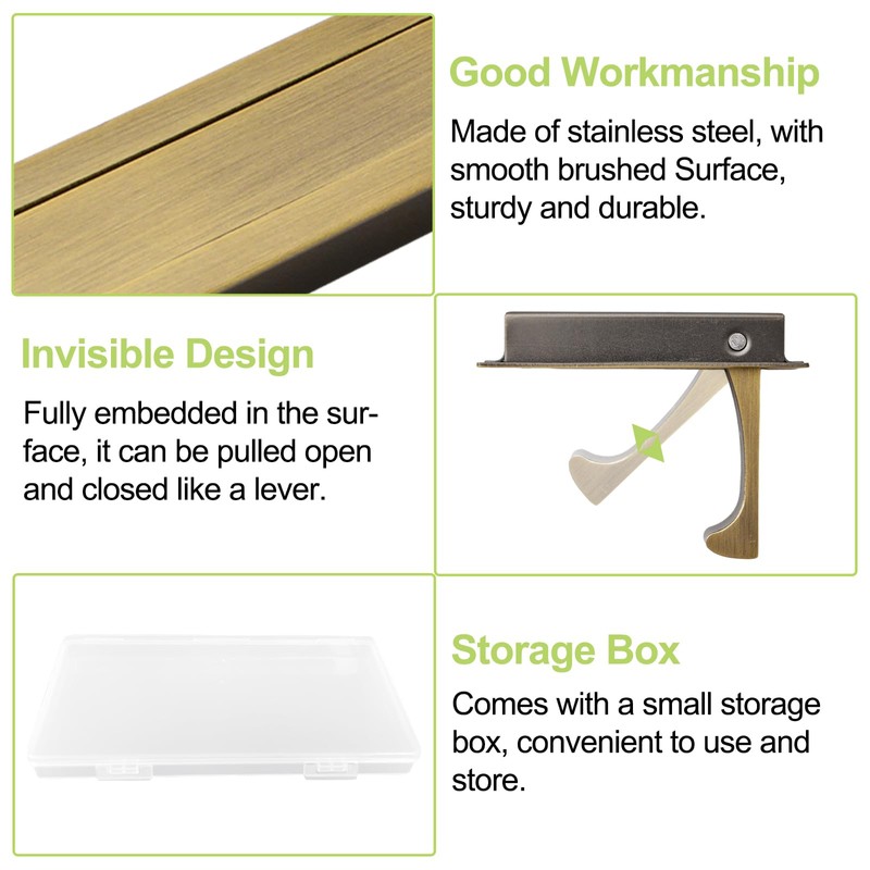 UFURMATE Flush Mount Door Pull, 2PCS 304 Stainless Steel Pocket