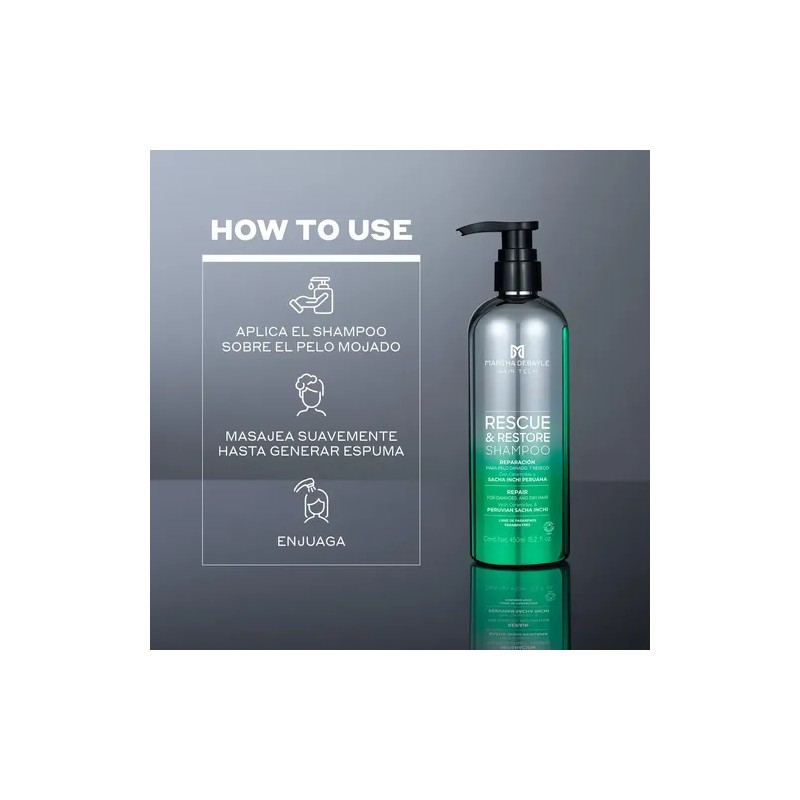 MARTHA DEBYALE HAIR TECH Rescue & Restore Shampoo. Restauración, con