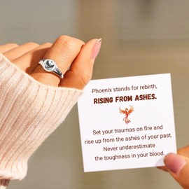 Roe Dolph Silver Signet Ring Rise Above Challenges Inspirational Band Rings Encouragement Jewelry Gifts for Women Phoenix Ring for Women Rise from Ashes Phoenix Ring