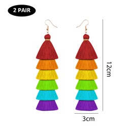 2 Pairs Rainbow Stud Earrings, Proud Earrings, Long Tassel Earrings, Boho Style Earrings, Rainbow Gift, Earring Accessories for Women, Unit size, Fabric