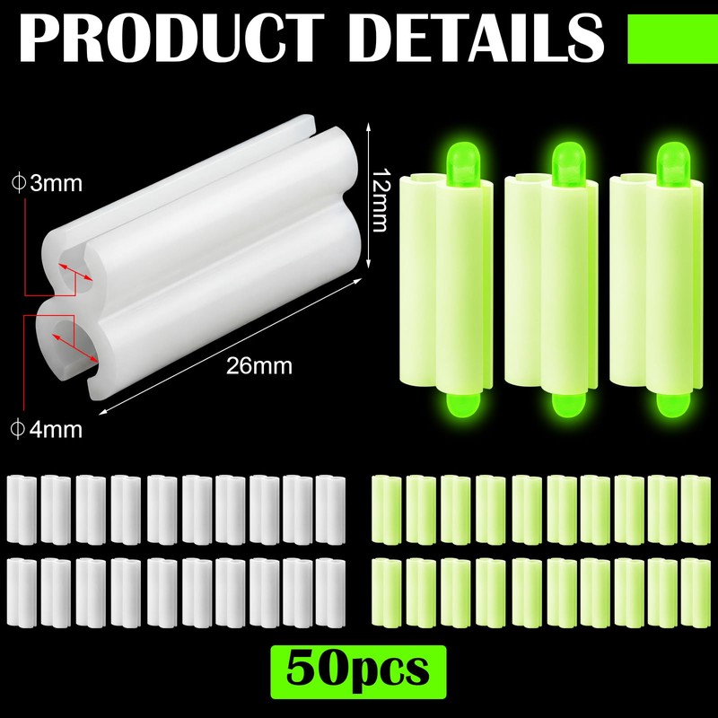Gemscream 50 Pcs Fishing Rod Glow Stick Holder Night Fishing