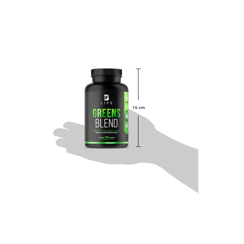 Greens Blend 180 Cápsulas Ingredientes Naturales Espirulina Moringa Weathgrass Clorela