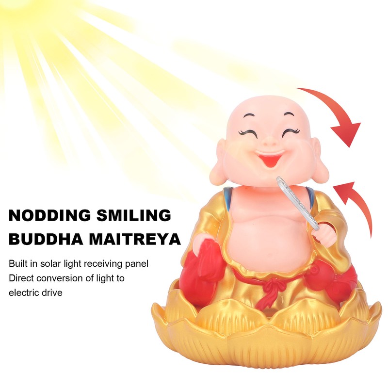 Nodding Smiling Buddha Maitreya Automatic Laughing Car Dashboard Solar Buddha