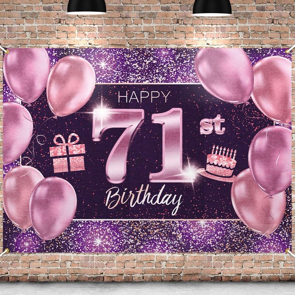 PAKBOOM Happy 71st Birthday Banner Backdrop - 71 Birthday Party