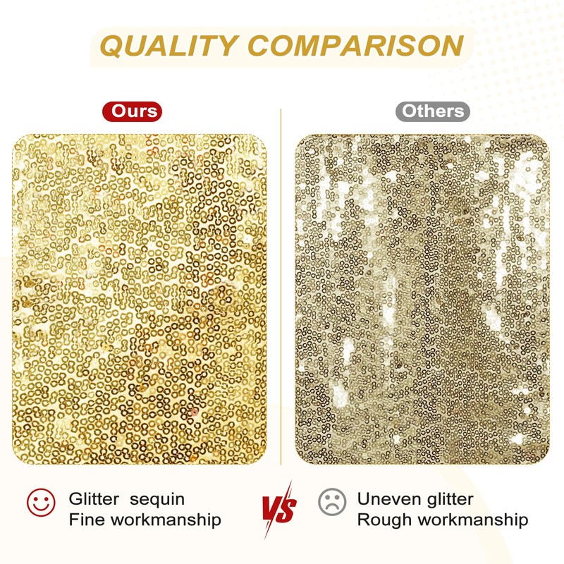 PartyDelight 6ft Gold Sequin Table Skirt for Round/Rectangle/Square Table for