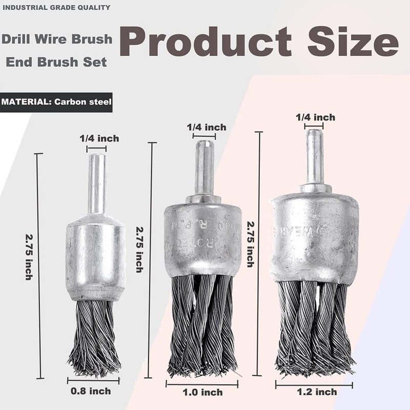 9 Pack Wire Wheels Brush for Drill, - Sizes 0.8"