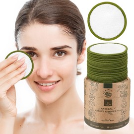 WOTOW Set of 20PCS Reusable Makeup Remover Pads for Face, Washable Bamboo Cotton Rounds Reusable Makeup Cotton Rounds with Mesh Bag and Round Storage Box for All Skin Types