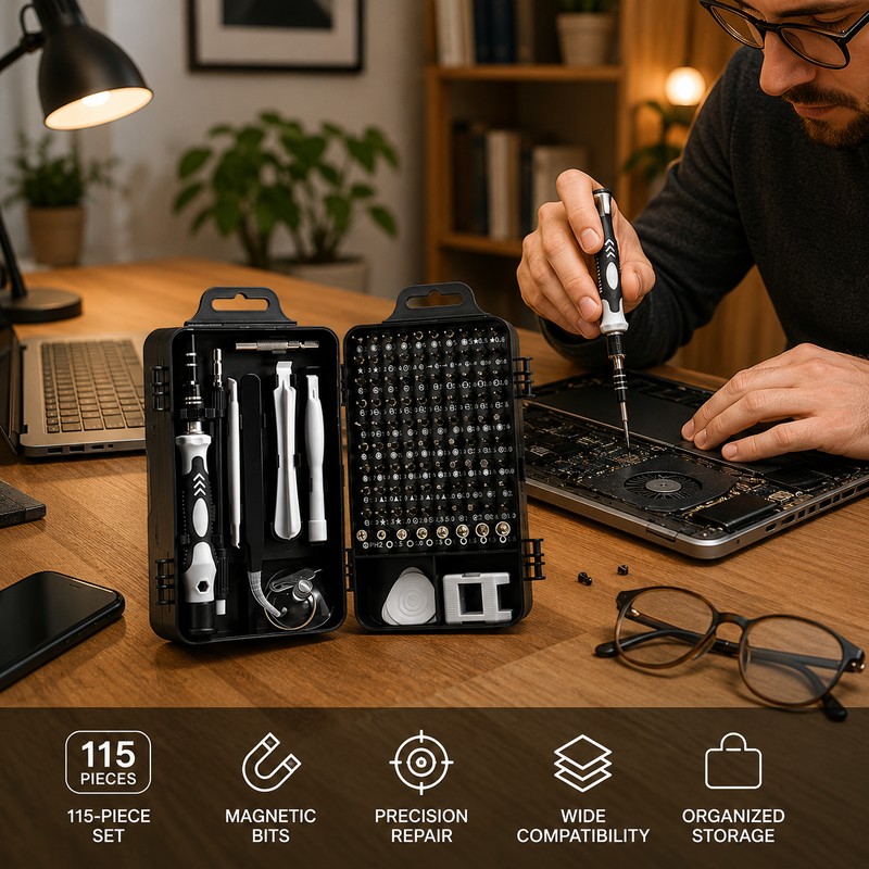 115-in-1 Precision Screwdriver Set for Electronics Repair – Magnetic Multi-Bit