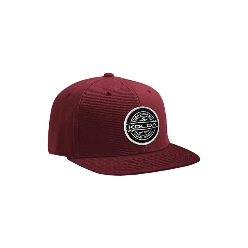 Joe's USA Koloa Surf Thruster Patch Logo Solid Snapback Hat-Maroon