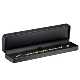 ALLURE - Rich Leatherette Bracelet Box, Premium Black Luxury Diamond Bracelet Case, Soft Velvet Interior. With Matching Black Interior Leather Ideal for Proposals, Engagement, Wedding Anniversary