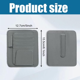 Tecledsn Small Leather Car Sun Visor Organizer Clip, Car Card Sleeve Pocket Organizer, Universal Car Visor Document Holder, Auto Visor Pocket Storage for Card Registration/Driving License Pen (Gray)