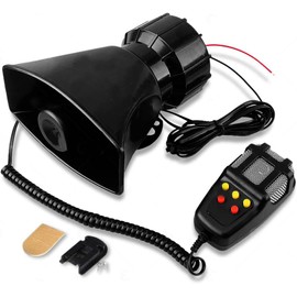 Zone Tech 5 Tone Sound Car Siren Vehicle Horn with Mic PA Speaker System Emergency Sound Amplifier -Electric Ambulance/Horn-Hoote/Siren/Traffic Sound with PA Microphone System