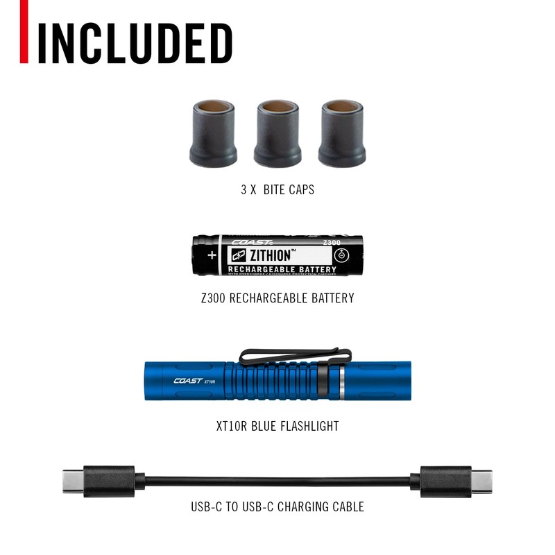 COAST XT10R 280 Lumen USB-C Rechargeable Pocket Flashlight/Penlight with TWIST