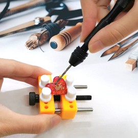 Daily Treasures 34Pcs Pin Vise Hand Drill Set, Include Pin Vise Hand Drill with Bench Vise, 0.5-3mm PCB Mini Twist Drill Bits,5 Finger Covers in 3 Sizes and 2 Diamond Needle File for Craft Carving DIY