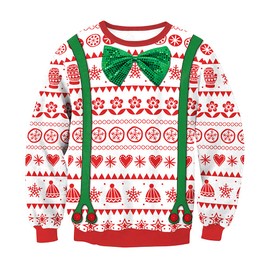 eBoutik - Festive Colorful & Jolly Christmas Jumpers - Novelty Unisex Funny Pullover Jumper - Great For Parties, Family Events, or Christmas Day (Christmas Bow Tie - Large)