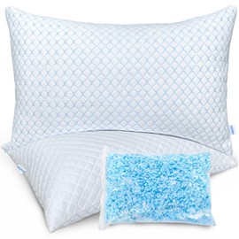 mislili Memory Foam Pillows Standard Size Set of 2, Luxury Cooling Standard Bed Pillows 2 Pack, Adjustable Frim Standard Size Pillows for Stomach Back Side Sleeper, Bed Pillows with Extra Fill