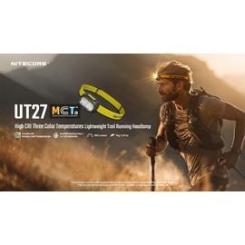 Nitecore UT27 MCT 800 Lumen Running Headlamp USB-C Rechargeable Dual Power with 3 Color Temperatures Red Light Lightweight Trail Hiking Camping Sticker (Standard)