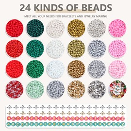 WLIAGYE Clay Beads Set DIY Beads for Bracelets, Polymer Clay Beads Set with Letter Beads for Threading, Gift Idea for Christmas, Holidays, Birthdays, Rewards