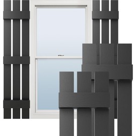 Ekena Millwork LS3C12X07000BL Lifetime Vinyl, TailorMade Three Spaced, Board-n-Batten, w Loks Shutters (Per Pair), 70-in. H, Black
