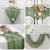 FOSDICK 1Pcs Cheesecloth Table Runner, 90×300cm Sage Green Table Runner,