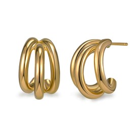 SJBAUTYO Hoop Earrings, Triple Hoop Earrings, Minimalist Open Earrings, Triple Claw Hoop Earrings for Women Girls, Hypoallergenic Earrings