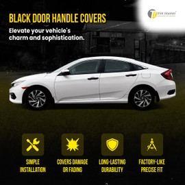 Trim Illusion Tape On Gloss Black Car Door Handle Cover Trim Accessories Compatible with Honda Civic 2016-2021 with or Without Smart Key, DH6238BLK