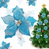 Jim`s cabin Artificial Flowers Pack of 12 Glitter Poinsettias for