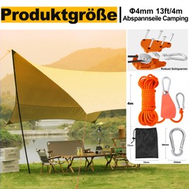 Cveenk Pack of 4 13 ft/4 m Reflective Guy Ropes Rope with Rope Tensioner, Φ 4 mm Nylon Cord Tent Cord Tension Cord Camping Rope with Rope Ratchet for Tent, Awning, Tarpaulin, Camping (Green)