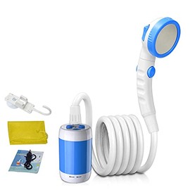 Iron Hammer Portable Shower Electric Shower Camping Shower Built-in 5000mAh Large Capacity Rechargeable Battery-Powered Shower for Indoor or Outdoor Showering Car Washing Pet Bathing (Blue)