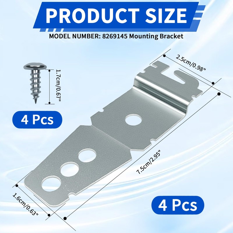 MCSDFN 4 Pack 8269145 Dishwasher Mounting Brackets with Screws, Undercounter