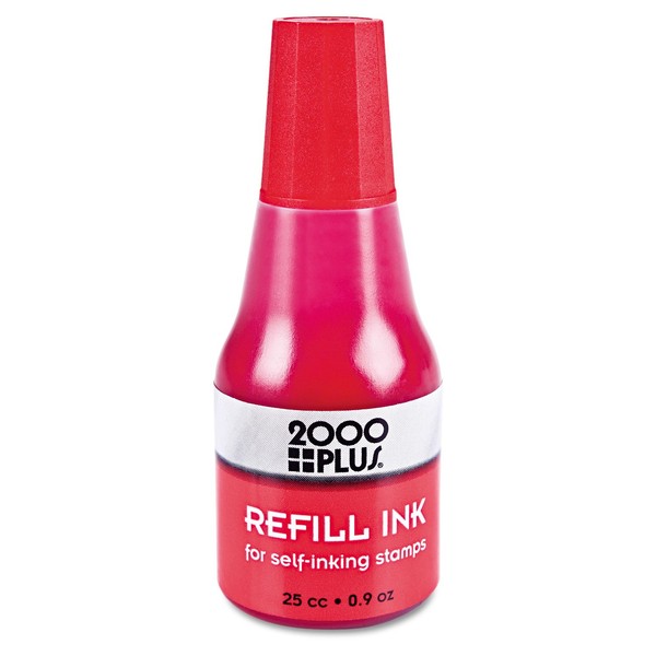 2000 PLUS 032960 Self-Inking Refill Ink, Red, 0.9 oz. Bottle