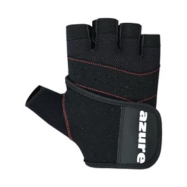 Amara Leather Weight Lifting Gloves Black Men Gym Fitness Workout, Anti Slip Padded Full Palm Protection, Women Bodybuilding Strength Training Exercise, Half Finger Cycling Rowing Climbing Large