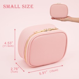 STORICANS Mini Makeup Bag with LED Mirror, Pink, 5.9 x 4.5 x 2.8 inches, TPU Material