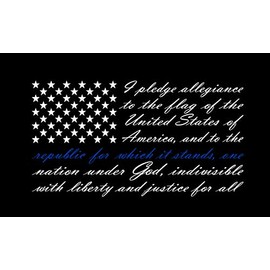 American Flag Pledge of Allegiance Blue line Stripe Vinyl Truck Window Sticker Decal (13" x 23")