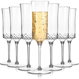 supernal 20 Pack Plastic Champagne Flutes - 7Oz Clear Crystal Champagne Glasses -Plastic Toasting Glasses 3-Pieces Durable Perfect for Party Birthday Anniversary Wedding