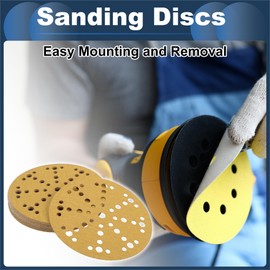 INFINAUTO Schleifscheiben, 6" 49 Loch 100 Körnung Automobilreparatur Runde Klett- und Schleifpapier Aluminiumoxid, Papierbasis Gelb, 20 Stück