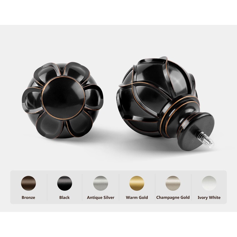 KAMANINA Curtain Rods for Windows 48 to 84 Inch, Black