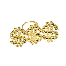 Boland 64407 - Ring Triple Dollar, gold, größenverstellbar, Kostüm-Accessoire, Karneval, Themenparty, Mottoparty