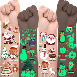 20 Sheets Christmas Children's Tattoo, Advent Calendar Filling Small Items for Advent Calendar Children, Filling for Advent Calendar, Children, Christmas Small Items, Glitter Tattoo Christmas Stickers
