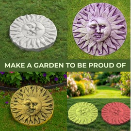 BETONEX Moon Sun Garden Stone Stepping Mold Pathmaker Mold Concrete - Sun Stepping Stone Precast Concrete Pavers