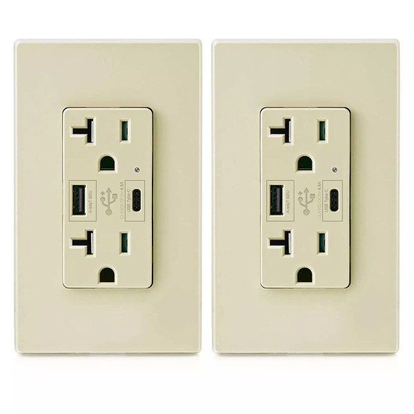 micmi 2Pack 4.8A USB C Outlet PD 24W Power Delivery