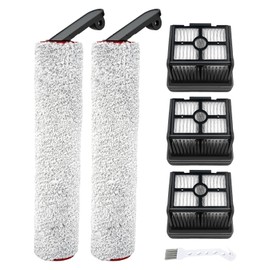 (5 Pieces) Replacement Vacuum Filters Roller Brushes Compatible with Dreame H12 Pro, H12 Dual Wet Dry Vacuum Cleaner Accessories Kit Include 2 Brush Rollers, 3 HEPA Filters Easy Clean