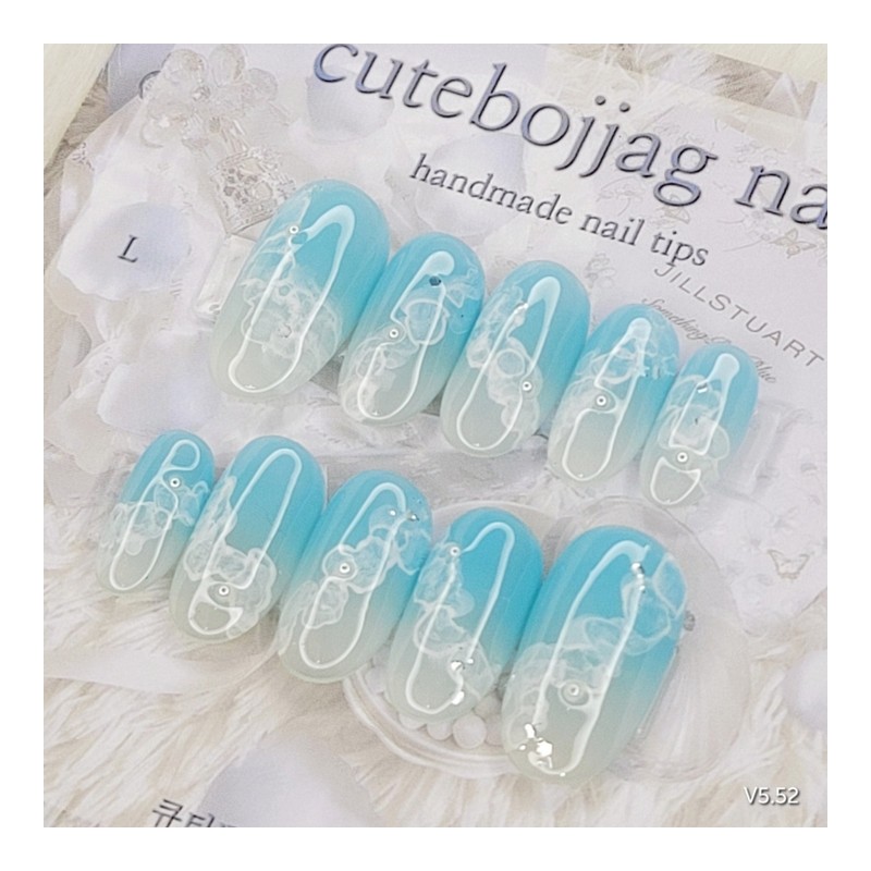 Santorini handmade nail tips - Square M / 산토리니 수제네일팁