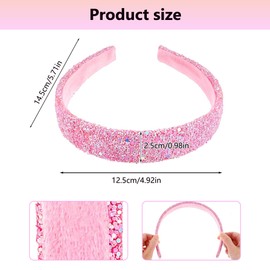 2 Stück Regenbogen Haarbänder Haarreifen, Rutschfest Breites Stirnband Buntes, Regenbogen-Pailletten Haarschmuck, Bling Rutschfestes Haarband, für Frauen Mädchen