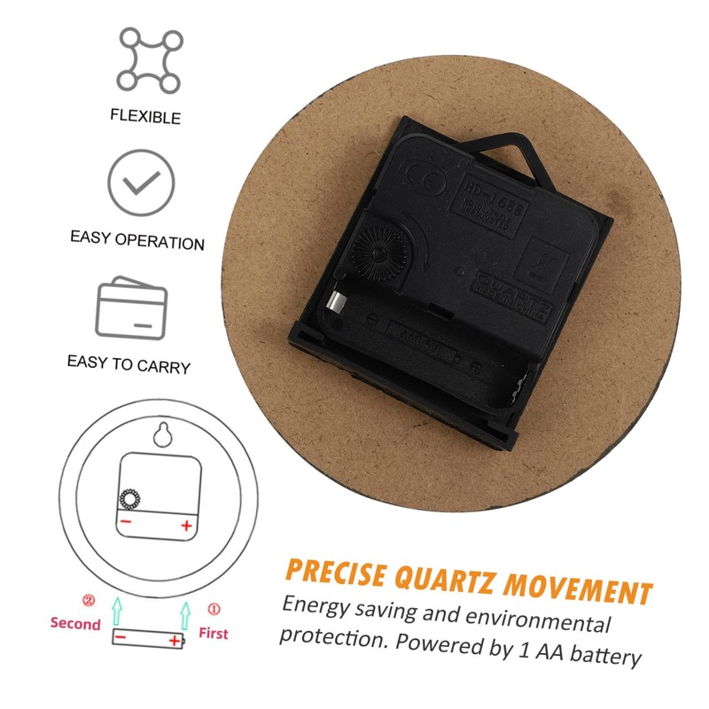 ORFOFE Retro Silent Desktop Clock Wooden Adornment Boho Decor Wall