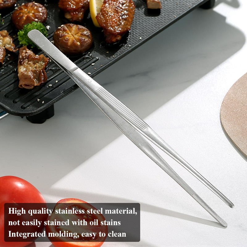 Berglander Kitchen Tweezers Fine Tweezer Tongs 30cm/12, Extra-Long Stainless Steel