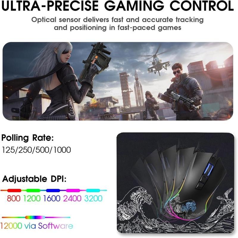 XVX Wired Gaming , 12000 DPI RGB Gaming with 12